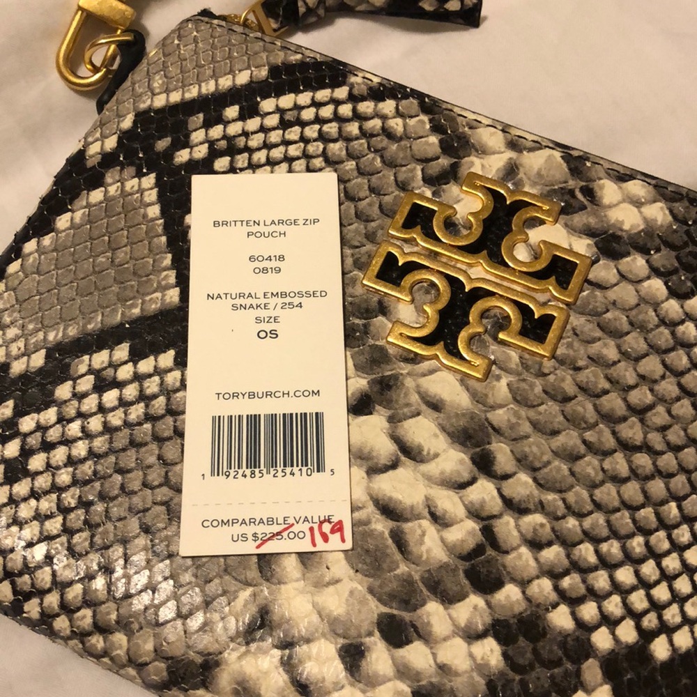 Tory Burch Britten Large Zip Pouch Snake New